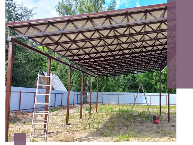 Односкатные навесы под ключ в Вологде — изготовление и монтаж