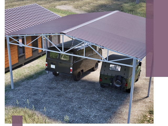 Двускатные навесы под ключ в Вологде — изготовление и монтаж